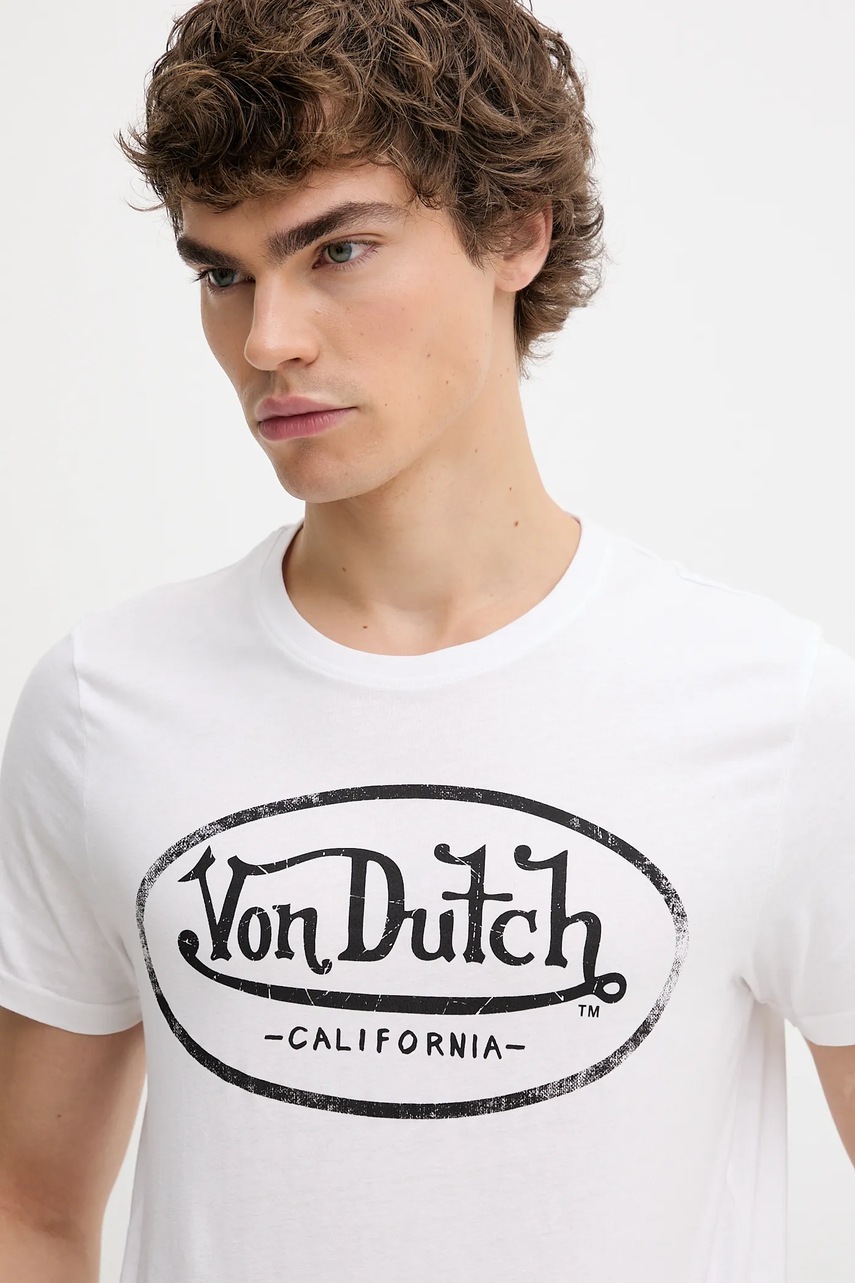 Βαμβακερό μπλουζάκι Von Dutch ανδρικό, χρώμα: άσπρο, VD.1.TRC.AARON φωτογραφία