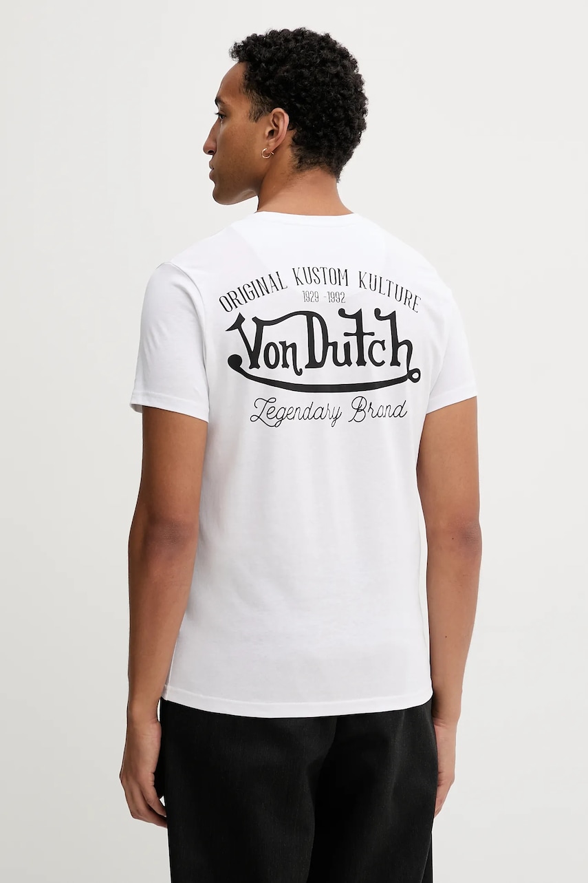 Von Dutch tricou din bumbac culoarea alb, cu imprimeu, VD.1.TSC.EYE