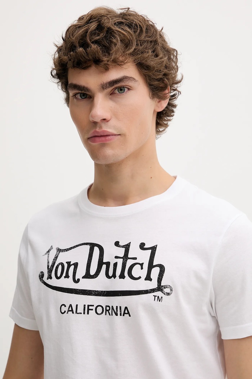 Βαμβακερό μπλουζάκι Von Dutch ανδρικό, χρώμα: άσπρο, VD.1.TSC.FIRST φωτογραφία