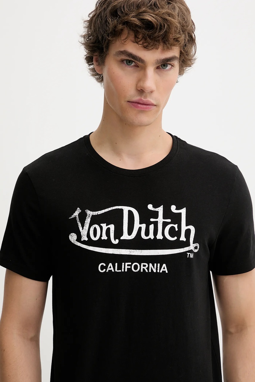 Βαμβακερό μπλουζάκι Von Dutch ανδρικό, χρώμα: μαύρο, VD.1.TSC.FIRST φωτογραφία