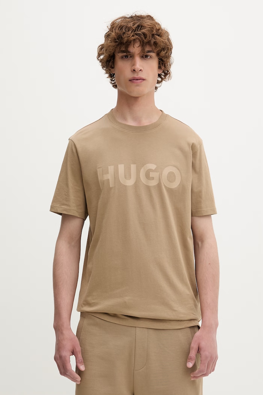 HUGO T-shirt męski bawełniany z elastanem Dulivio