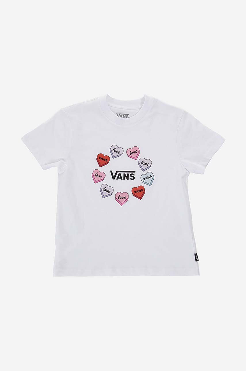 Vans tricou de bumbac pentru copii Candy Hearts culoarea alb, cu imprimeu