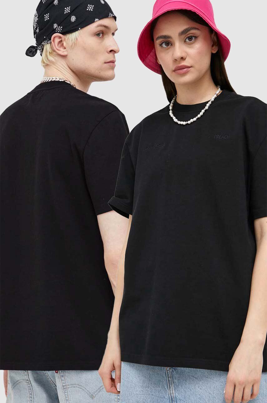Bavlněné tričko Preach černá barva - černá -  100 % Bavlna