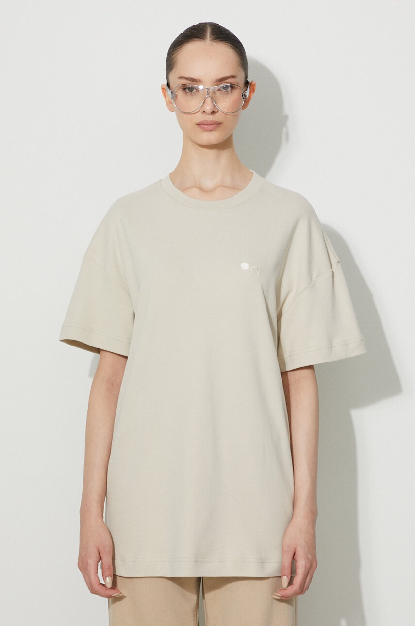 PinqPonq tricou din bumbac culoarea bej, neted