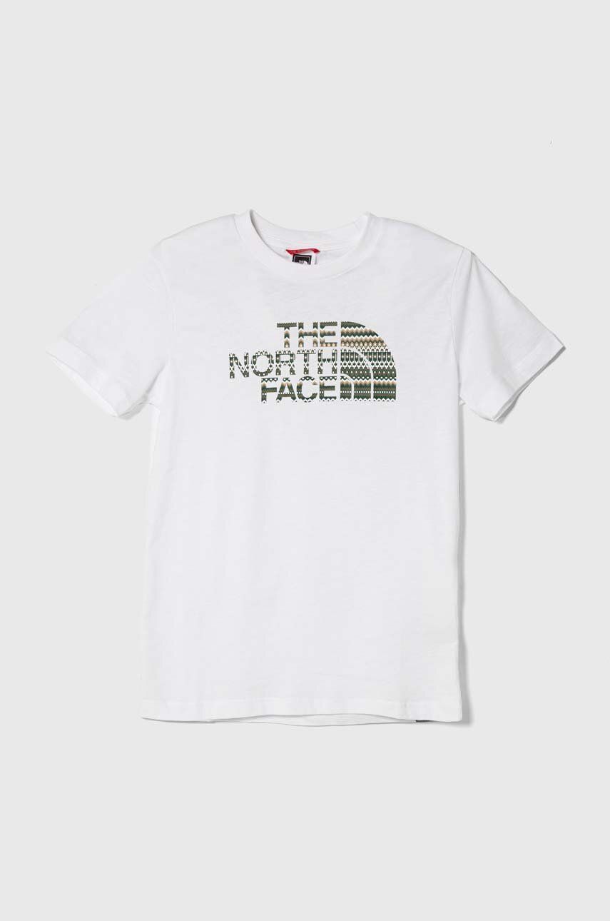 The North Face tricou din bumbac S/S Easy Tee culoarea alb, cu imprimeu NF00A3P73M1-white