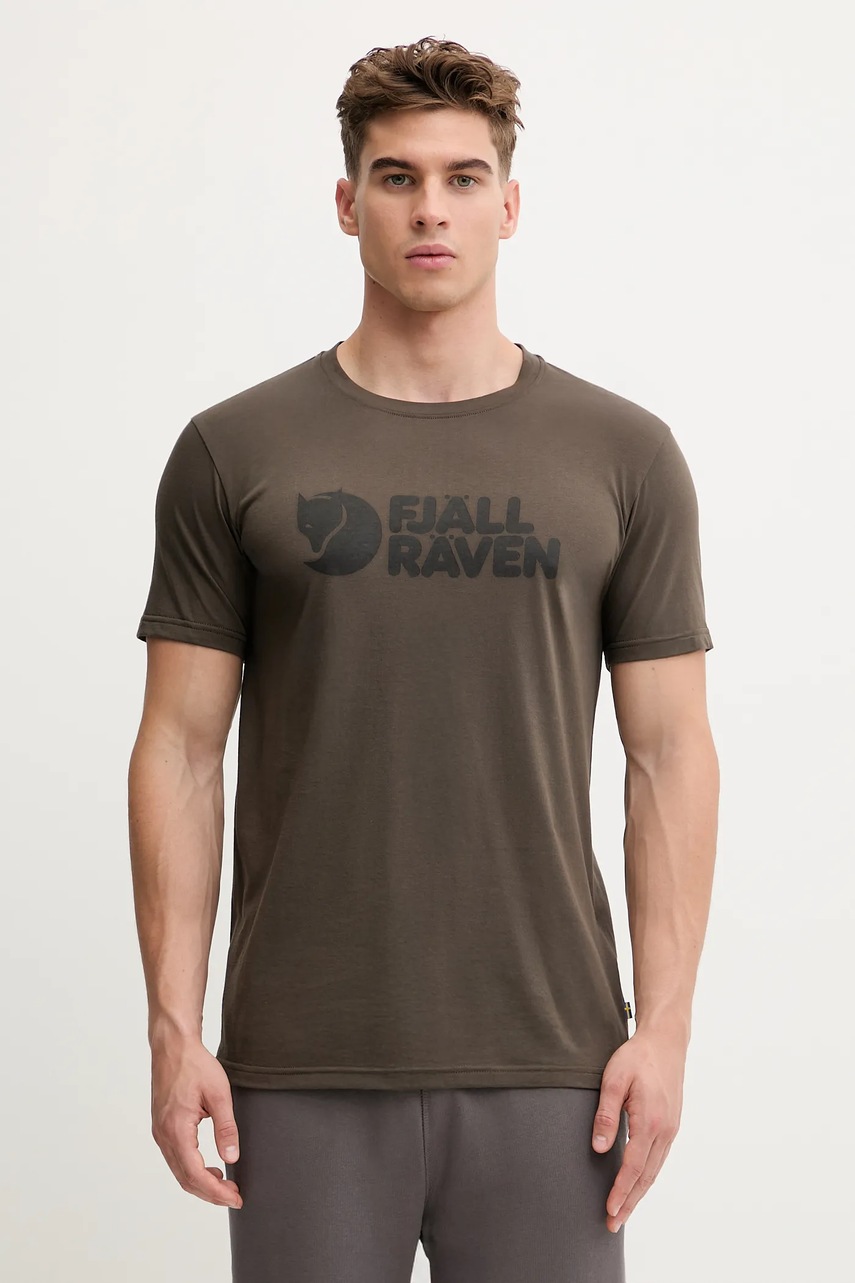 Levně Sportovní tričko Fjallraven Fjallraven Logo zelená barva, s potiskem, F87310