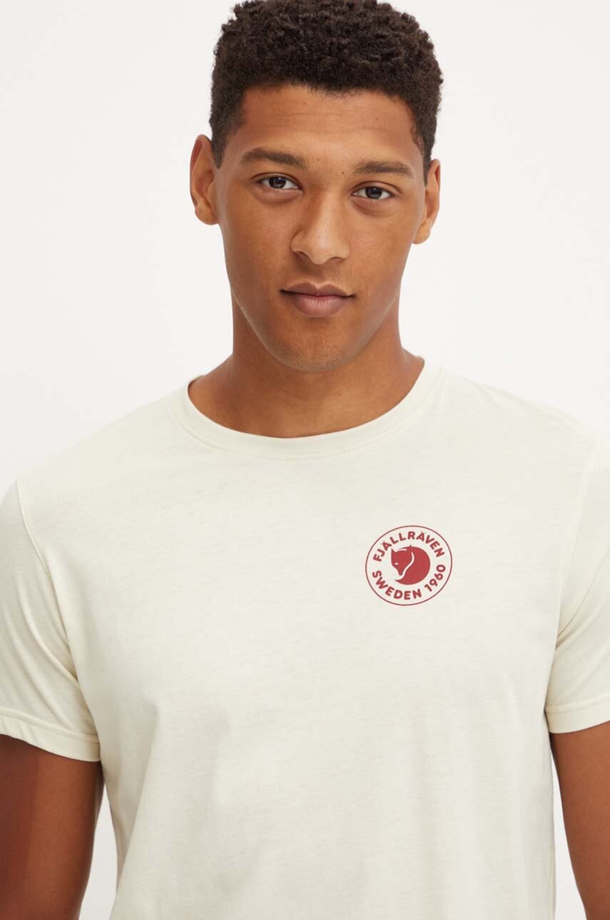 Футболка Fjallraven 1960 Logo T-shirt чоловіча колір бежевий з принтом F87313.113 