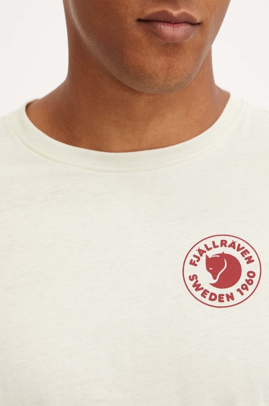 Футболка Fjallraven 1960 Logo T-shirt чоловіча колір бежевий з принтом F87313.113 