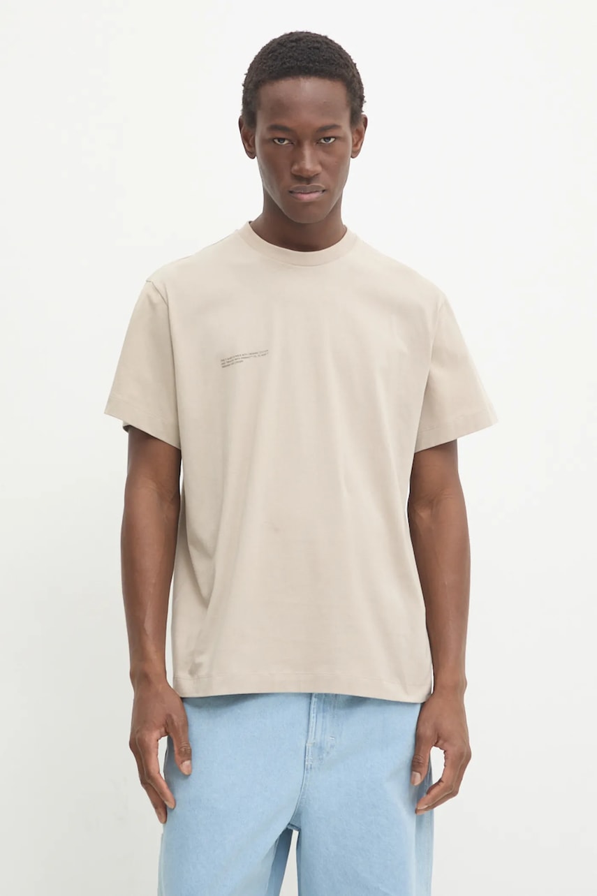 Pangaia tricou din bumbac culoarea bej, cu imprimeu