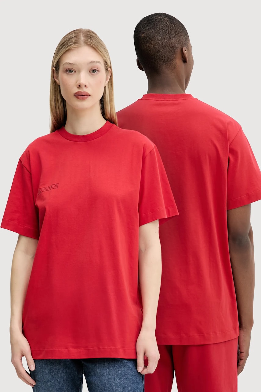 Pangaia tricou din bumbac culoarea maro, cu imprimeu