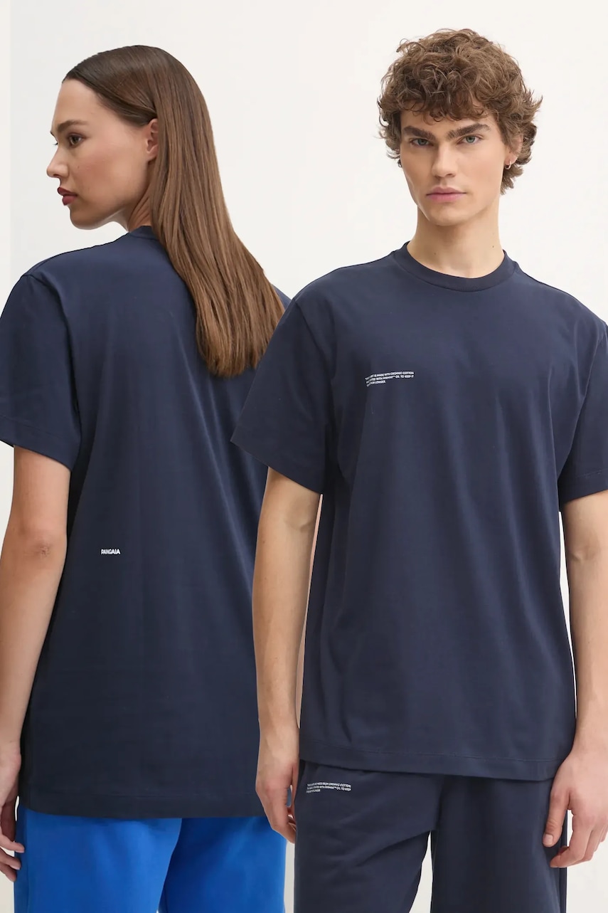 Pangaia tricou din bumbac culoarea albastru marin, cu imprimeu
