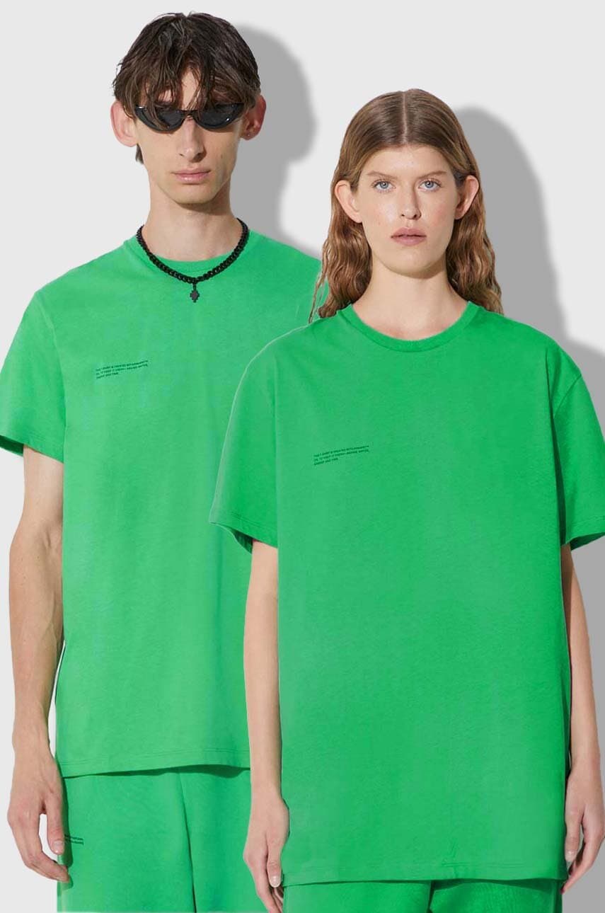Pangaia tricou din bumbac culoarea verde, cu imprimeu