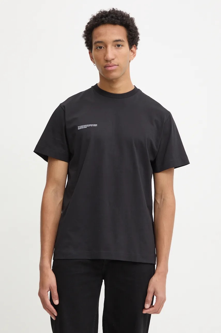Pangaia tricou din bumbac culoarea negru, cu imprimeu