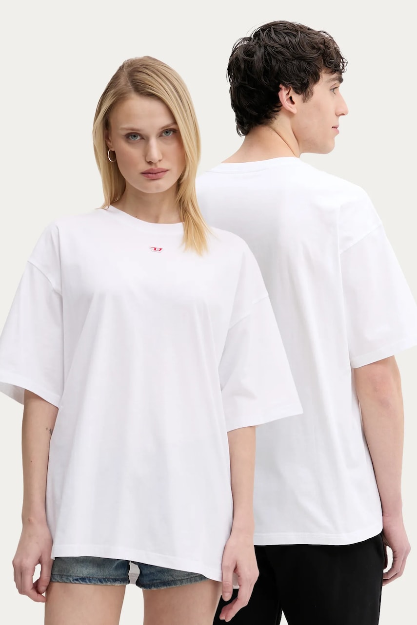 Diesel tricou din bumbac T-BOXT-D culoarea alb, neted, A14929.0GRAI Diesel tricou din bumbac T-BOXT-D culoarea alb, neted, A14929.0GRAI
