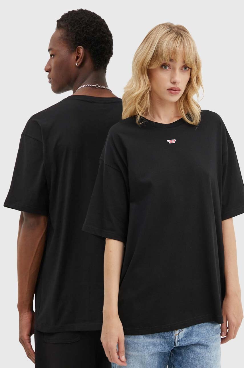 Diesel tricou din bumbac T-BOXT-D culoarea negru, neted, A14929.0GRAI Diesel tricou din bumbac T-BOXT-D culoarea negru, neted, A14929.0GRAI
