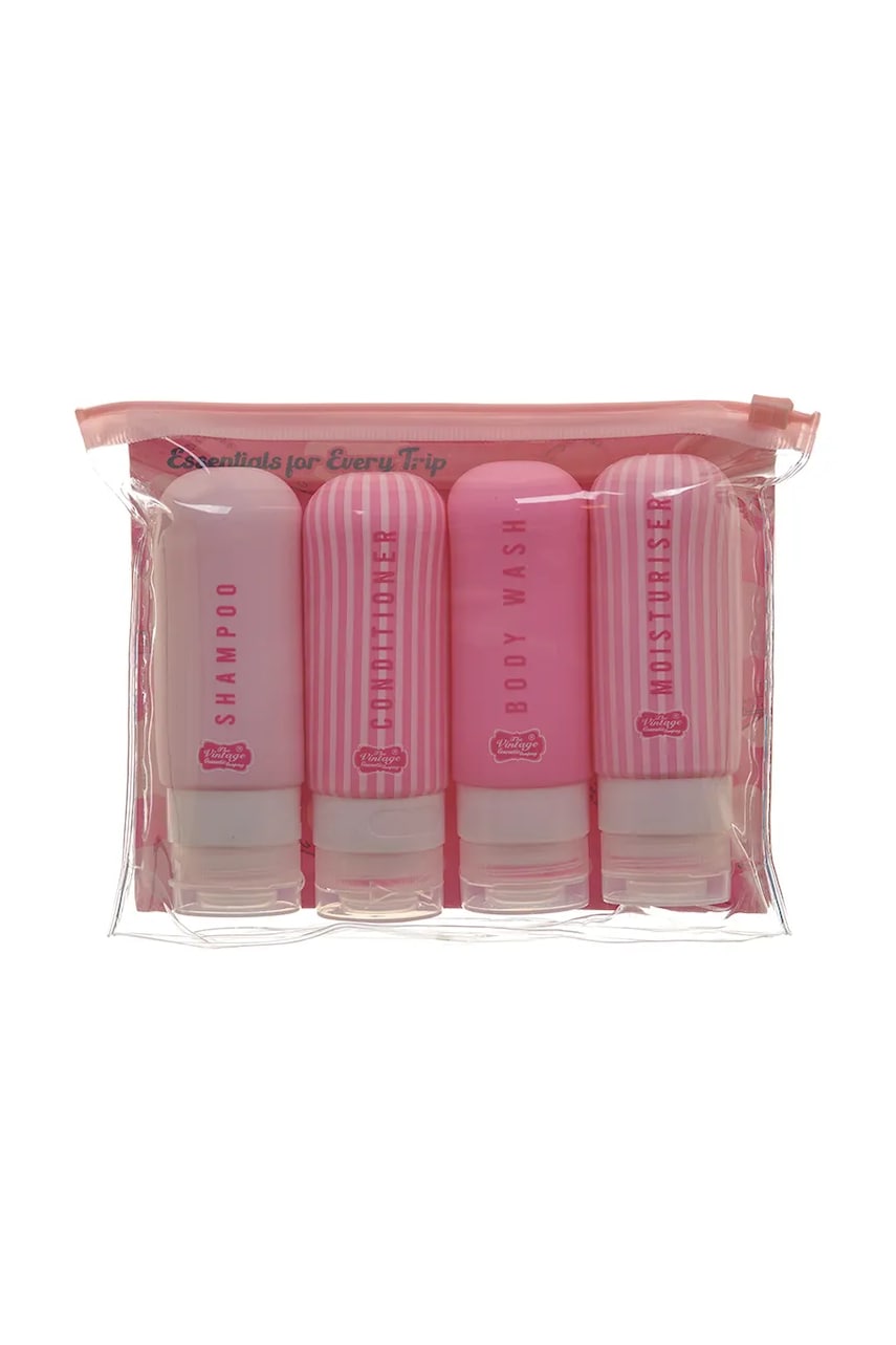 Набор дорожных бутылочек для косметики The Vintage Cosmetics Company Silicone Travel 4 шт цвет розовый Набор дорожных бутылочек для косметики The Vintage Cosmetics Company Silicone Travel 4 шт цвет розовый