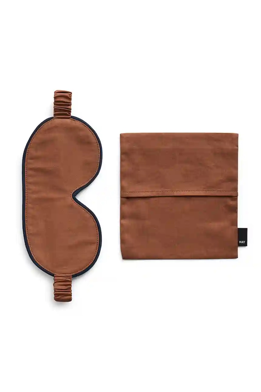 HAY mască de ochi din bumbac Outline Sleep Mask culoare maro