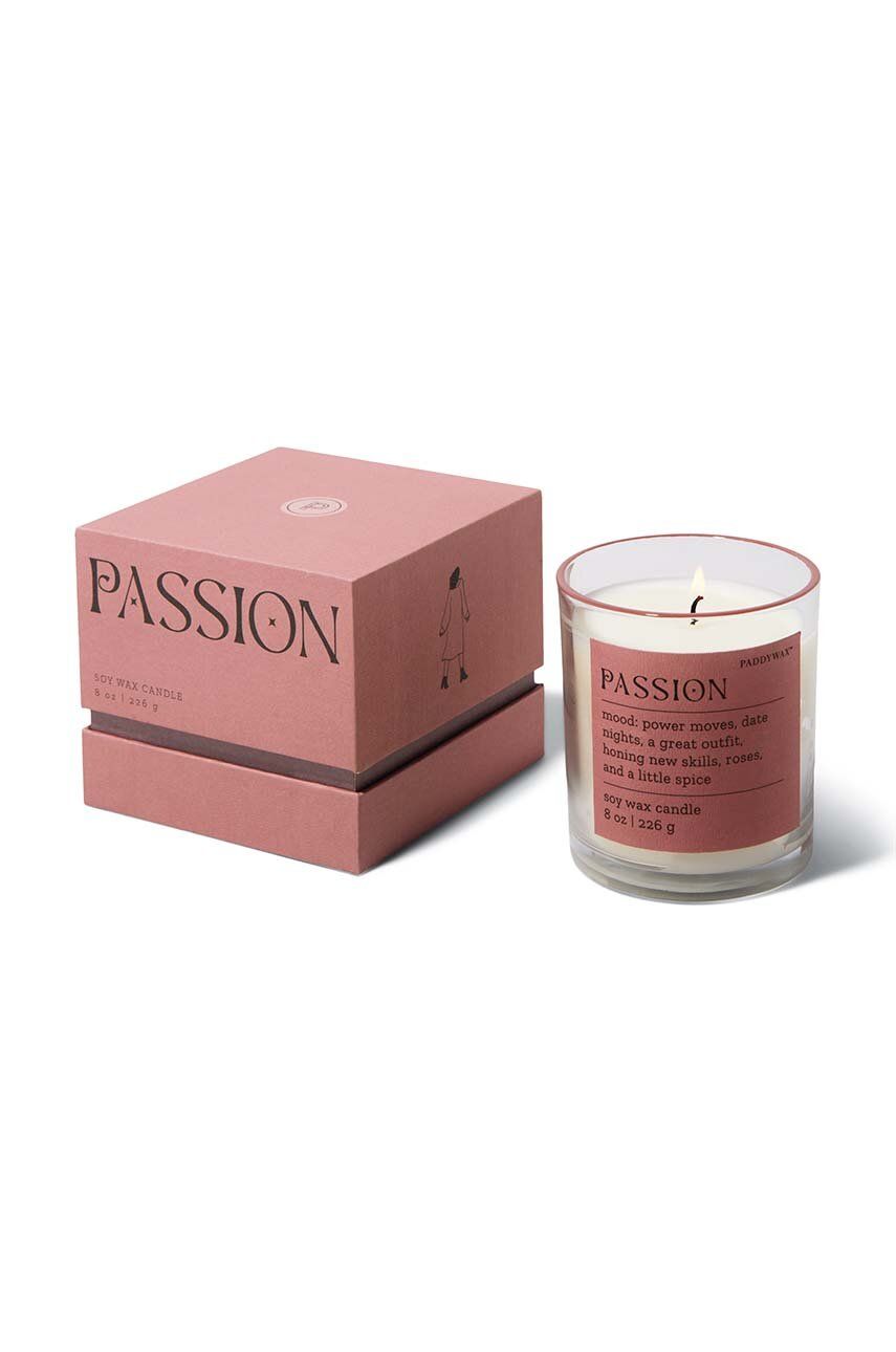Vonná sójová svíčka Paddywax Mood Passion 226 g - růžová - Sklo