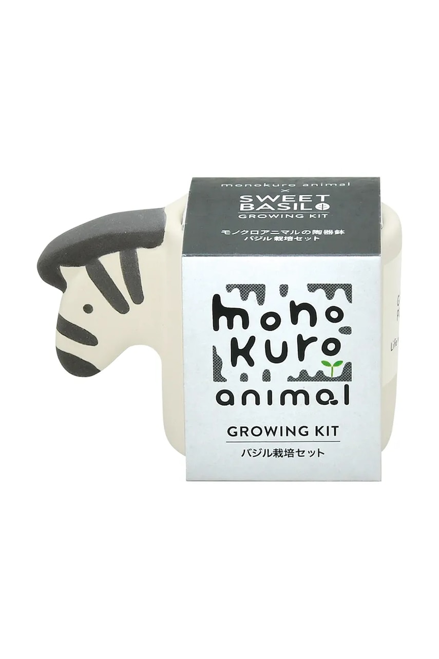 Noted set pentru cultivarea unei plante Monokuro Animals Zebra culoarea alb