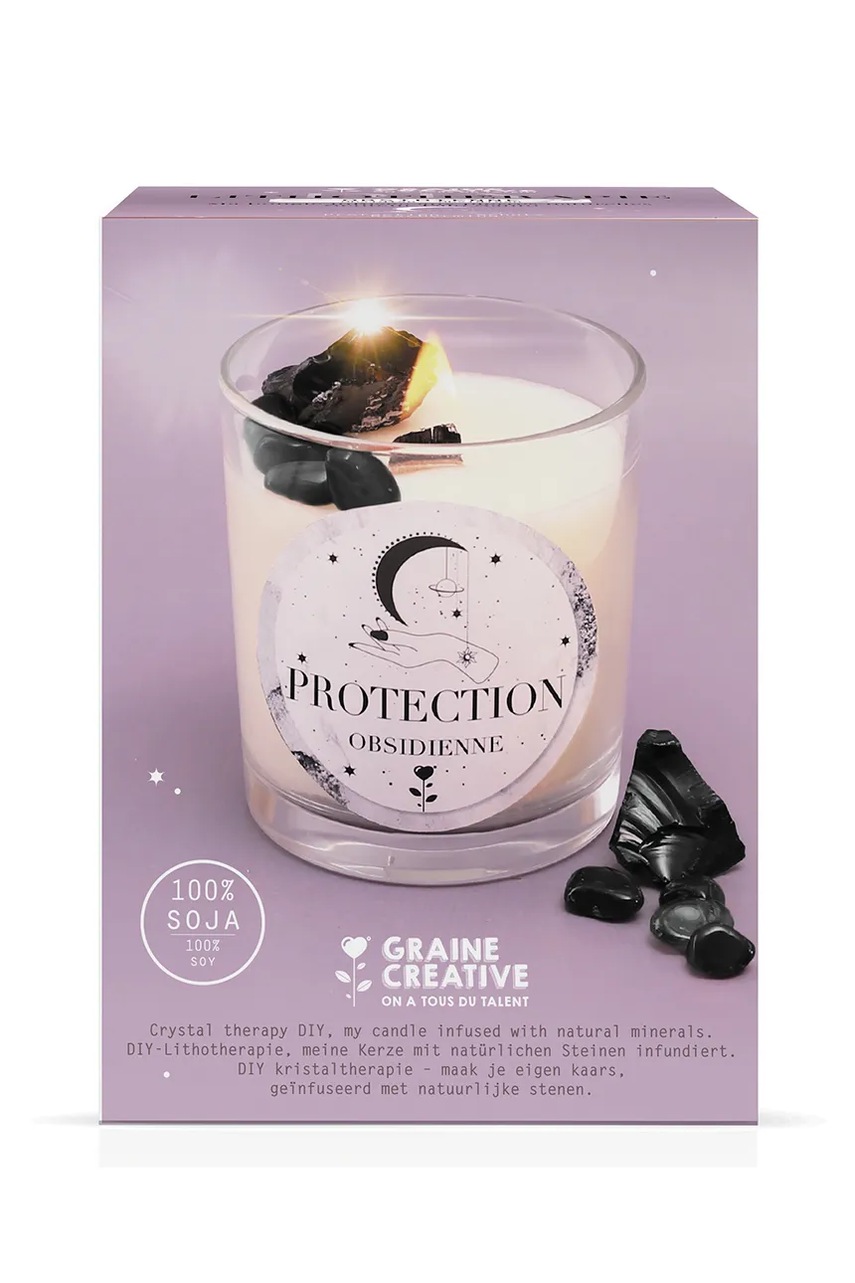 Graine Creative kit de lumânări parfumate diy Lithotherapy Obsidian 11 x 15 x 11 cm