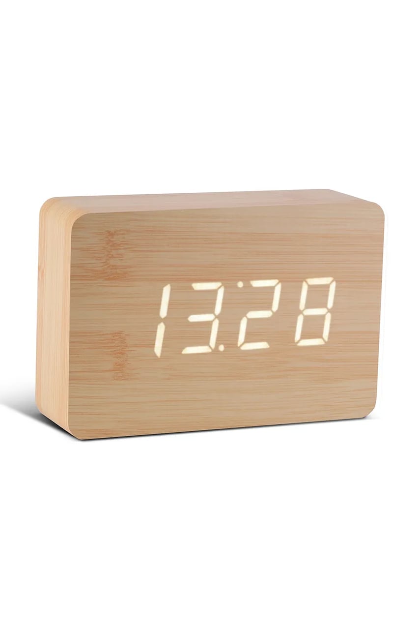 Levně LED hodiny Gingko Design Brick Beech Click Clock bílá barva