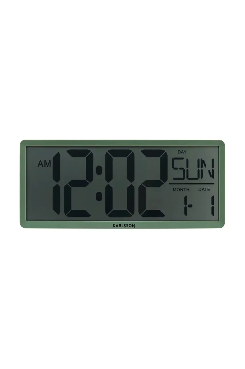 Levně Nástěnné hodiny Karlsson Retro LCD zelená barva