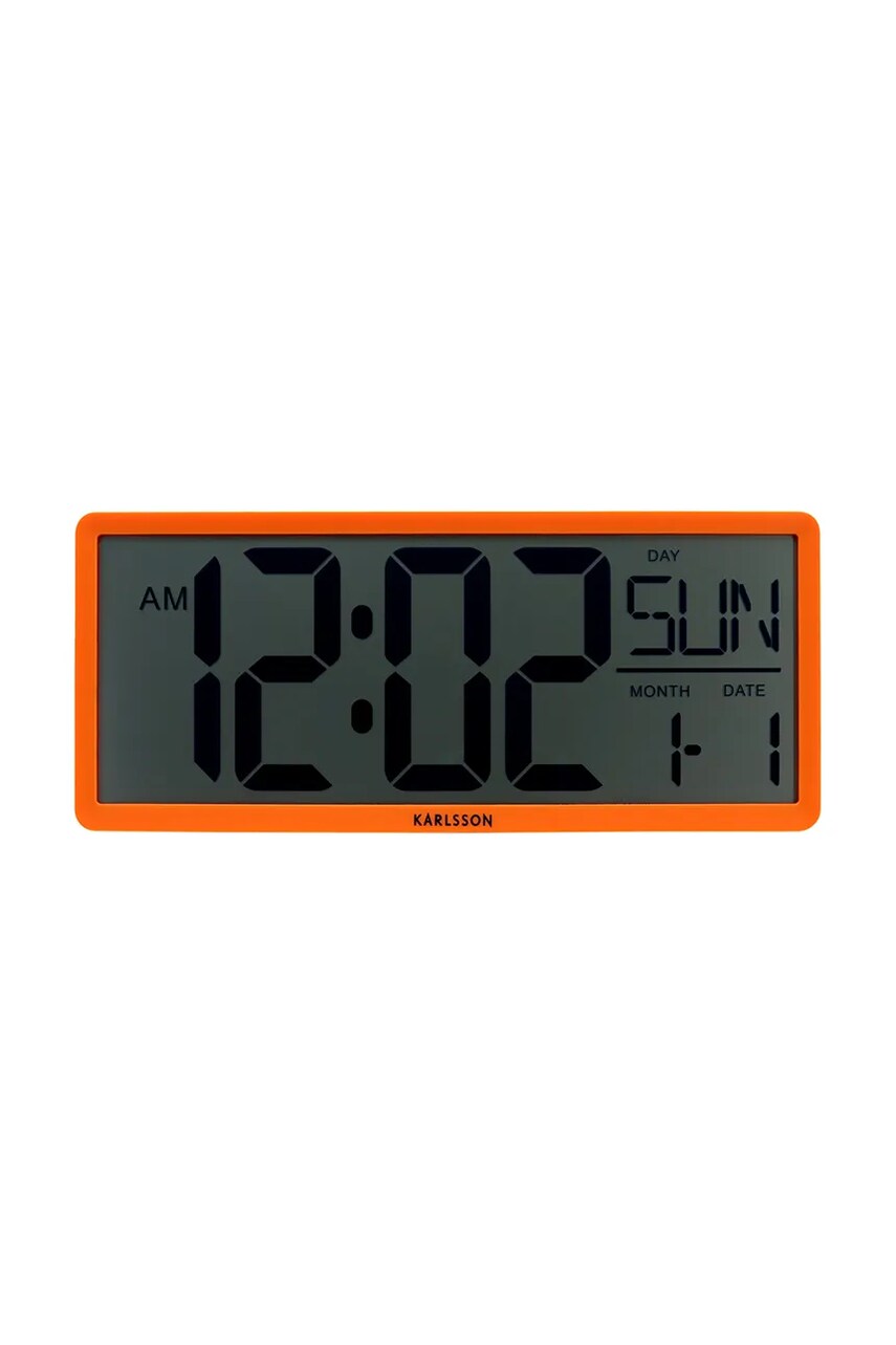 Levně Nástěnné hodiny Karlsson Retro LCD oranžová barva