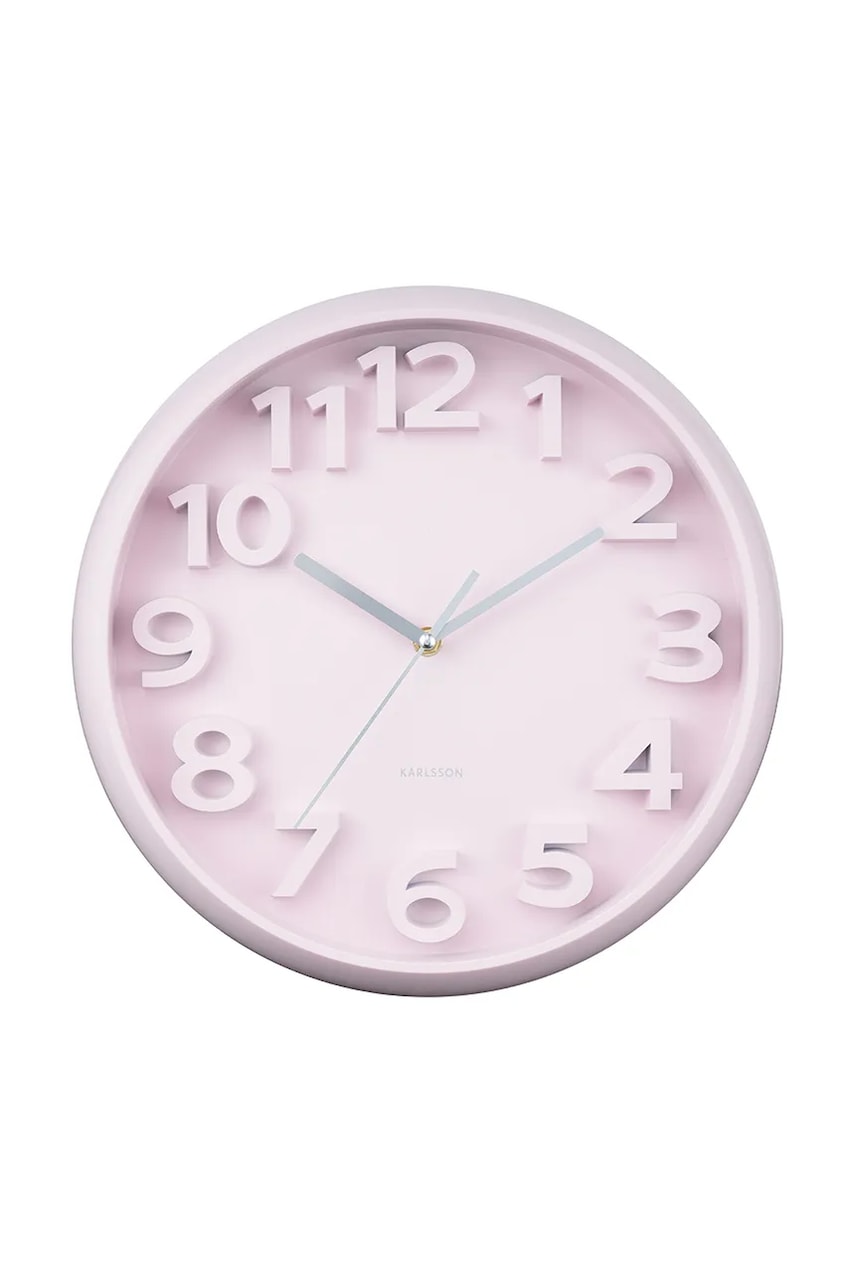 Karlsson ceas de perete Elevated Classic culoarea roz