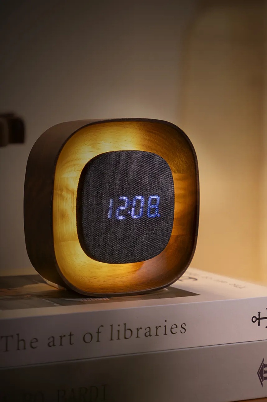 Ξυπνητήρι led Gingko Design Lumos 12,5 cm χρώμα: καφέ φωτογραφία