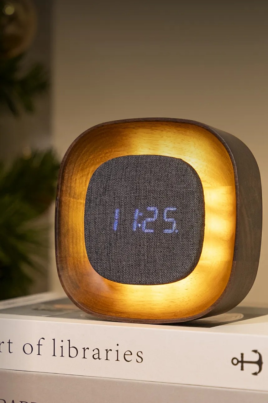 Ξυπνητήρι led Gingko Design Lumos 12,5 cm χρώμα: καφέ φωτογραφία