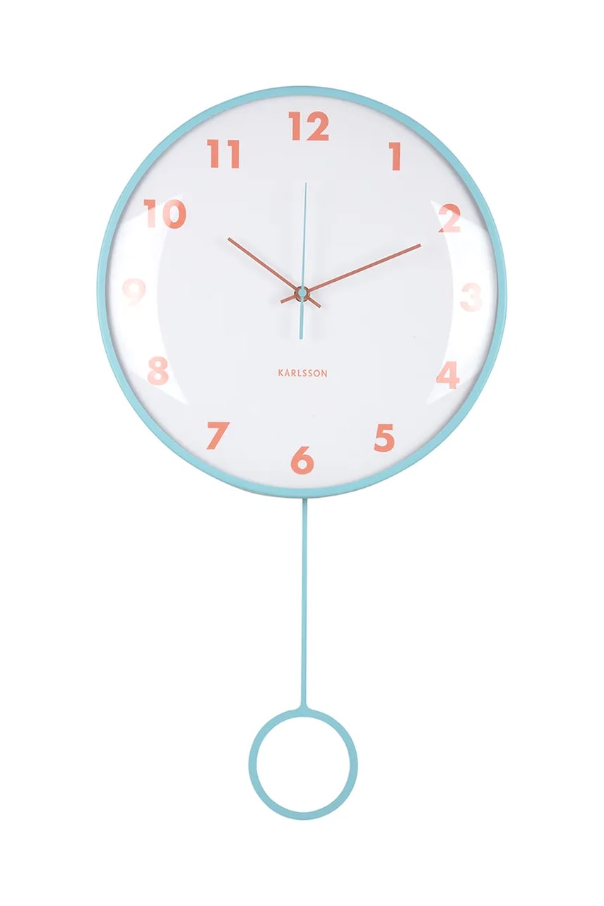 Levně Nástěnné hodiny Karlsson Cheeky Dome Pendulum modrá barva
