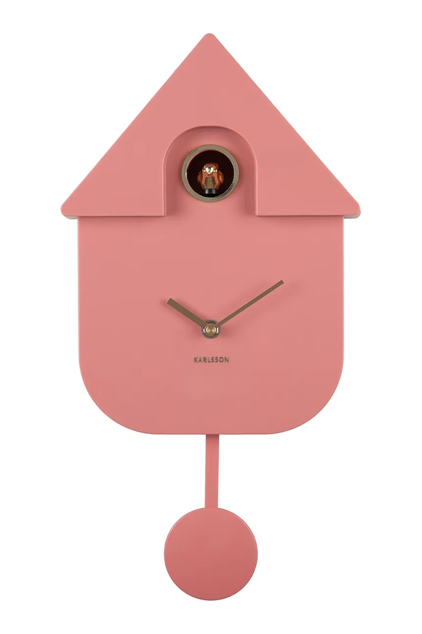 Karlsson ceas cu cuc Modern Cuckoo 21,5 x 41 x 8,5 cm culoarea roz