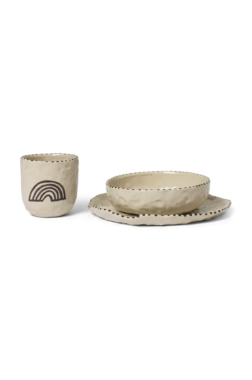 Детский набор для завтрака ferm LIVING Naive Ceramic Set 3 шт цвет бежевый Детский набор для завтрака ferm LIVING Naive Ceramic Set 3 шт цвет бежевый