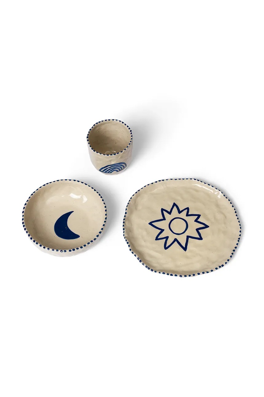 Παιδικό σετ πρωινού ferm LIVING Naive Ceramic Set 3-pack χρώμα: μπεζ φωτογραφία