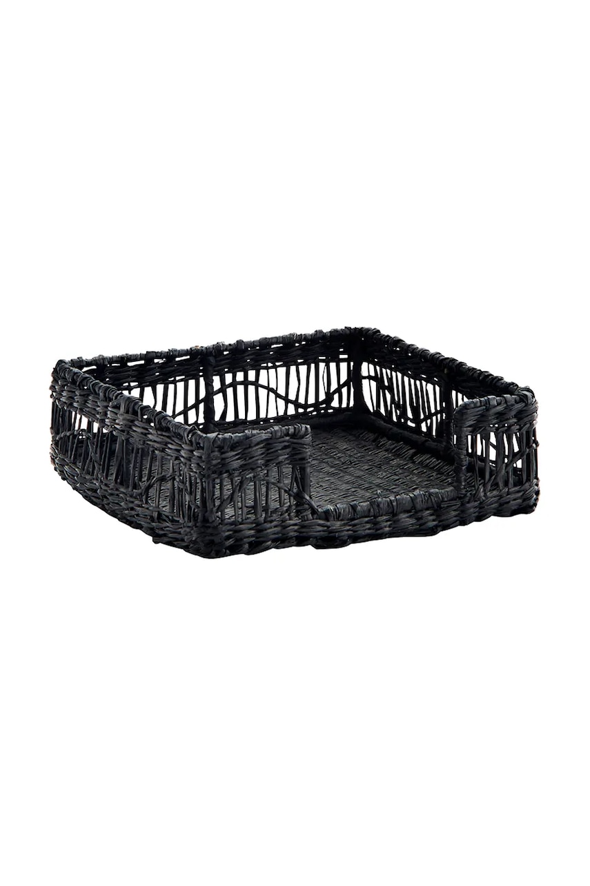 Madam Stoltz suport de servetele 20 x 20 x 6 cm culoarea negru