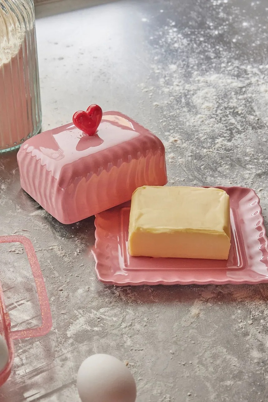 Βουτυριέρα Rice 18 x 17,5 x 21 cm χρώμα: ροζ φωτογραφία