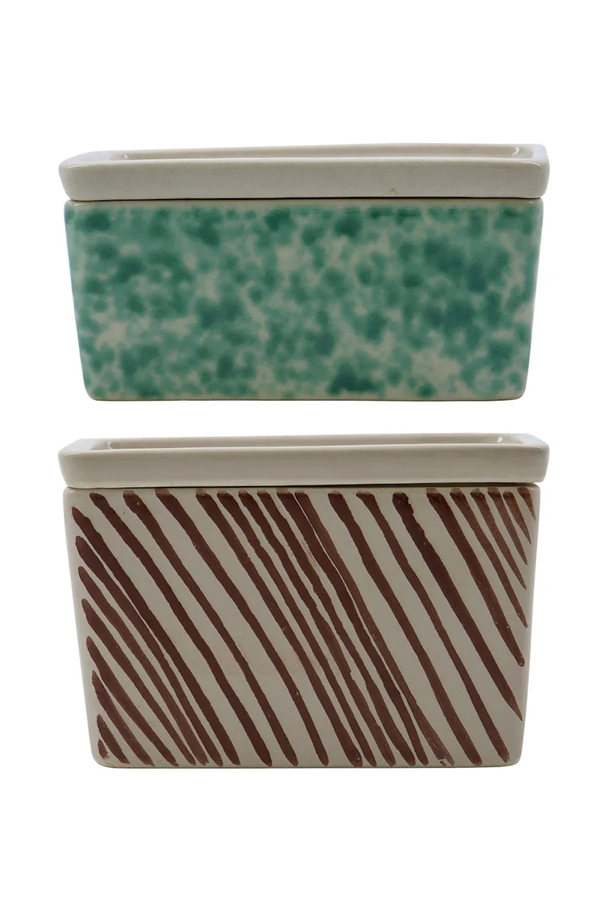 House Doctor set recipiente de depozitare cu capace HDDiva 12,5 x 9 x 6 / 12,5 x 9 x 8 cm. 2-pack