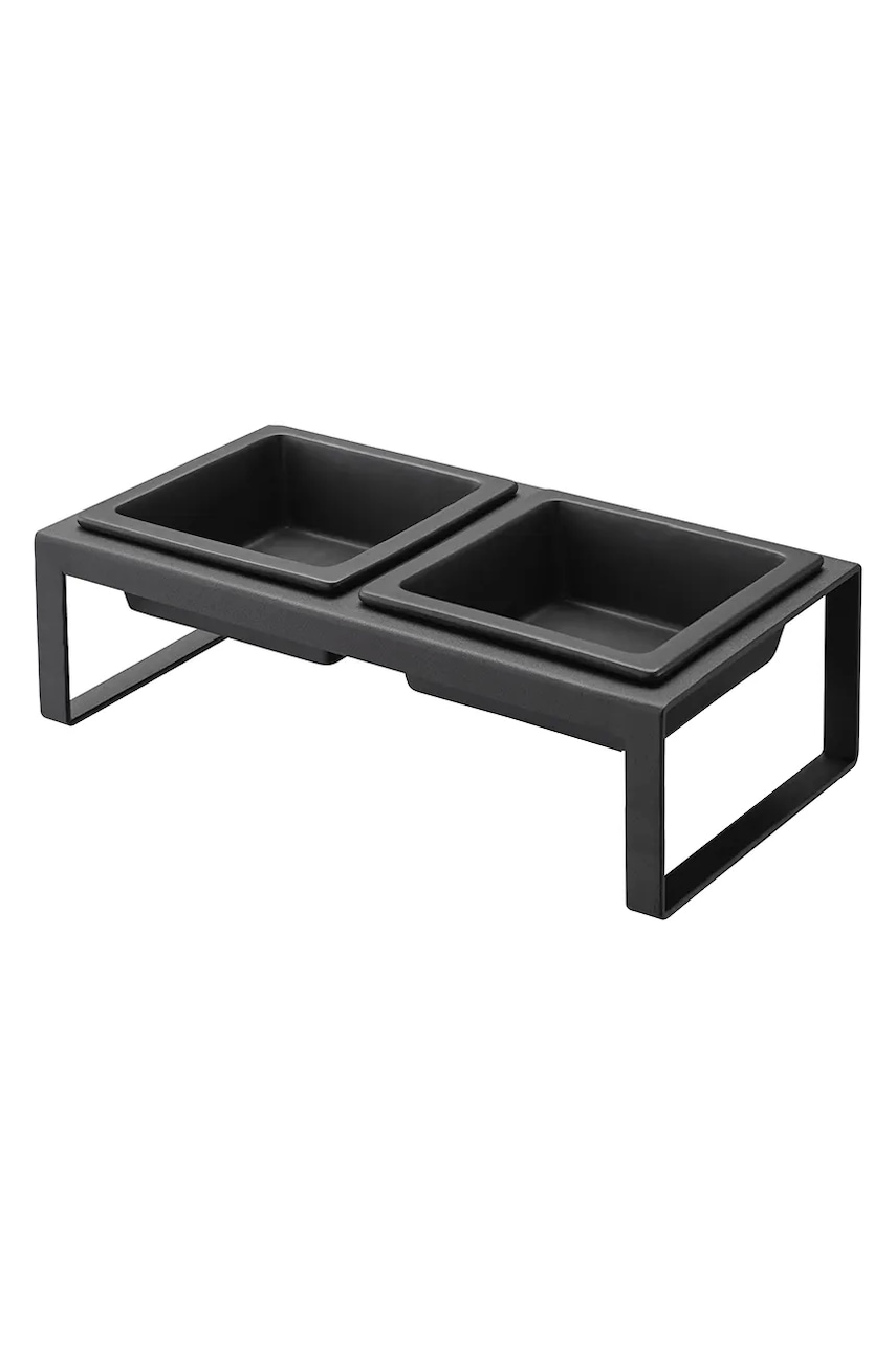 Yamazaki castron dublu pentru un animal de companie Tower 300 ml culoarea negru