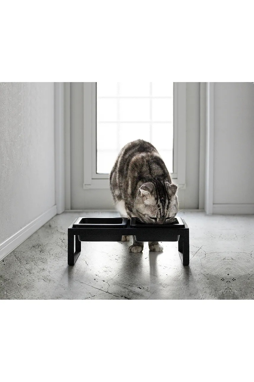 Ένα διπλό μπολ για κατοικίδιο Yamazaki Tower 300 ml χρώμα: μαύρο φωτογραφία