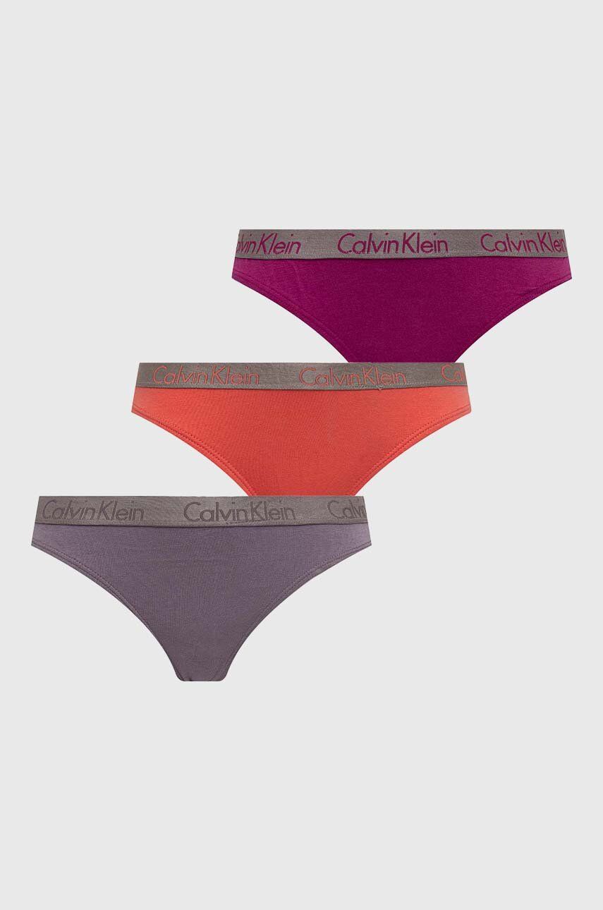 Tanga Calvin Klein Underwear 3-pack - fialová - Hlavní materiál: 95 % Bavlna