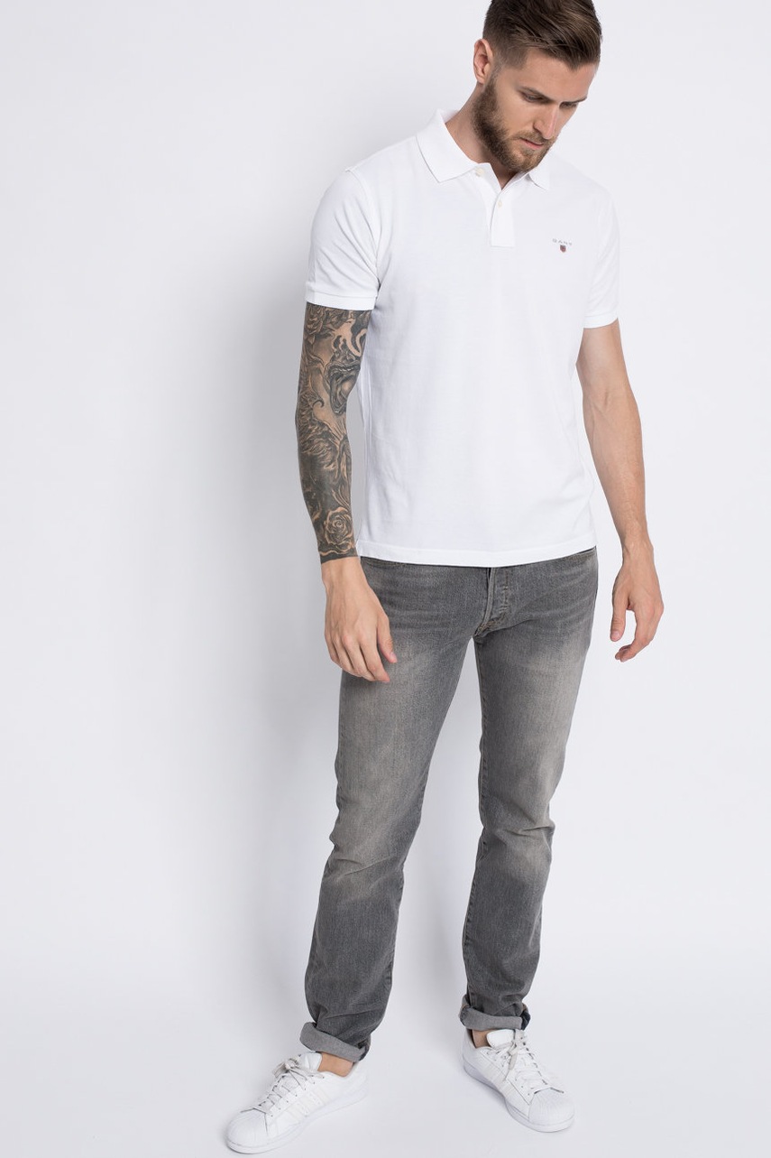 

Тениска с яка Gant в бяло с изчистен дизайн, Бял