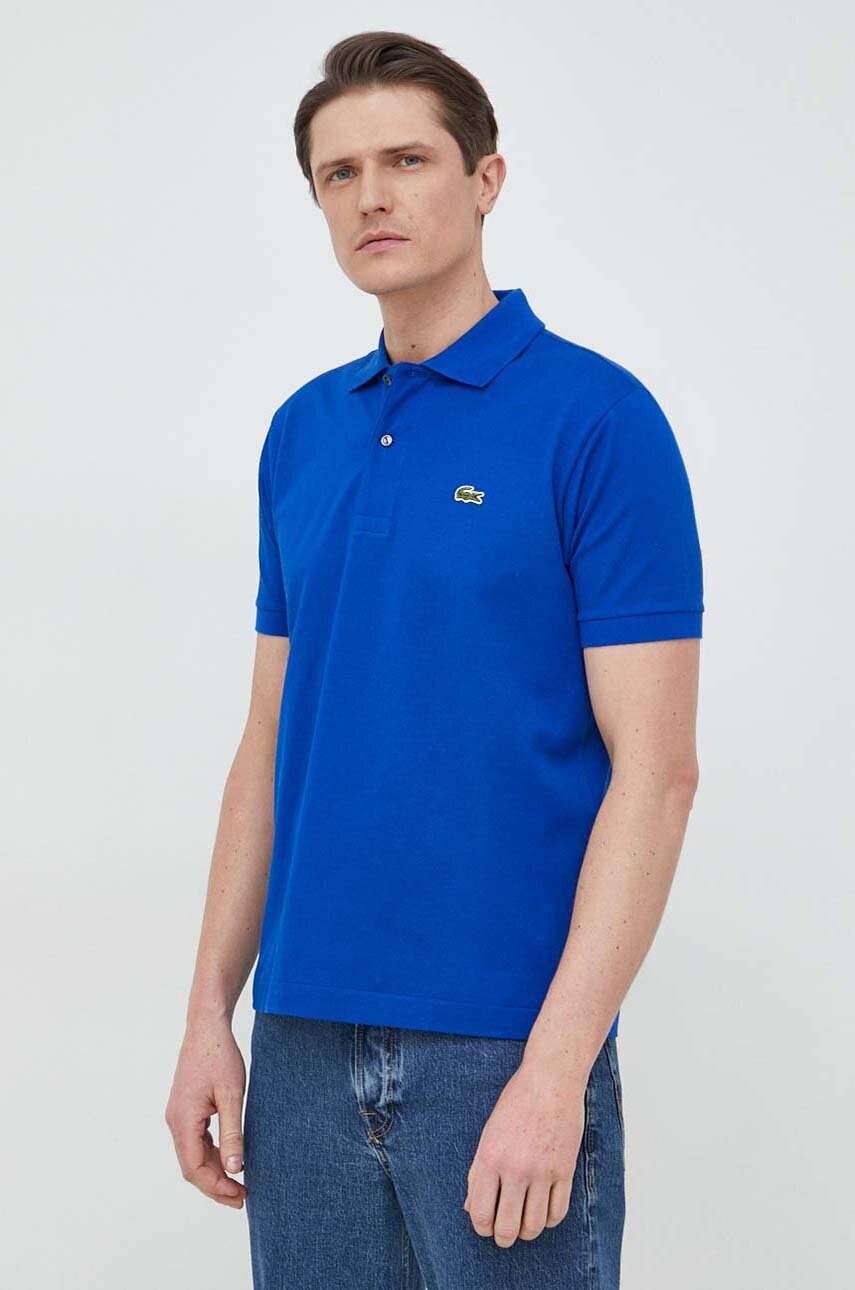 Lacoste polo de bumbac culoarea albastru marin, neted l1212-001