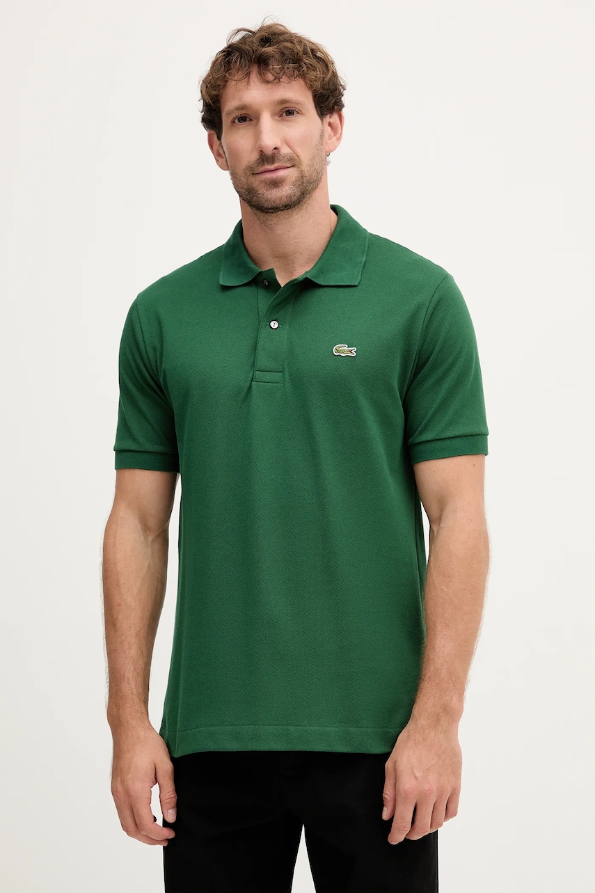 Lacoste polo de bumbac culoarea verde, uni L1212-001
