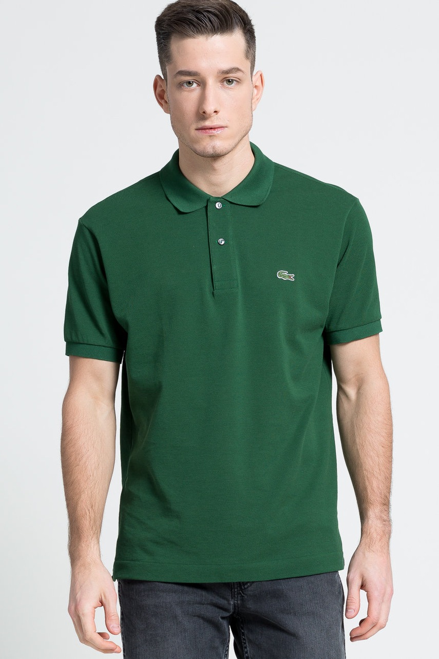 

Хлопковое поло Lacoste цвет зелёный однотонный L1212-001