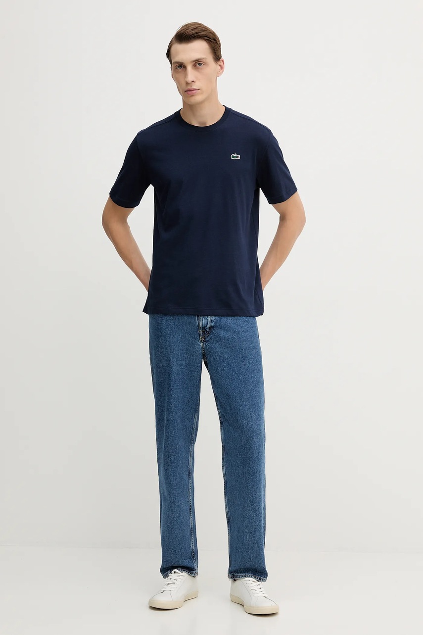 Футболка Lacoste мужская цвет синий однотонная Футболка Lacoste мужская цвет синий однотонная