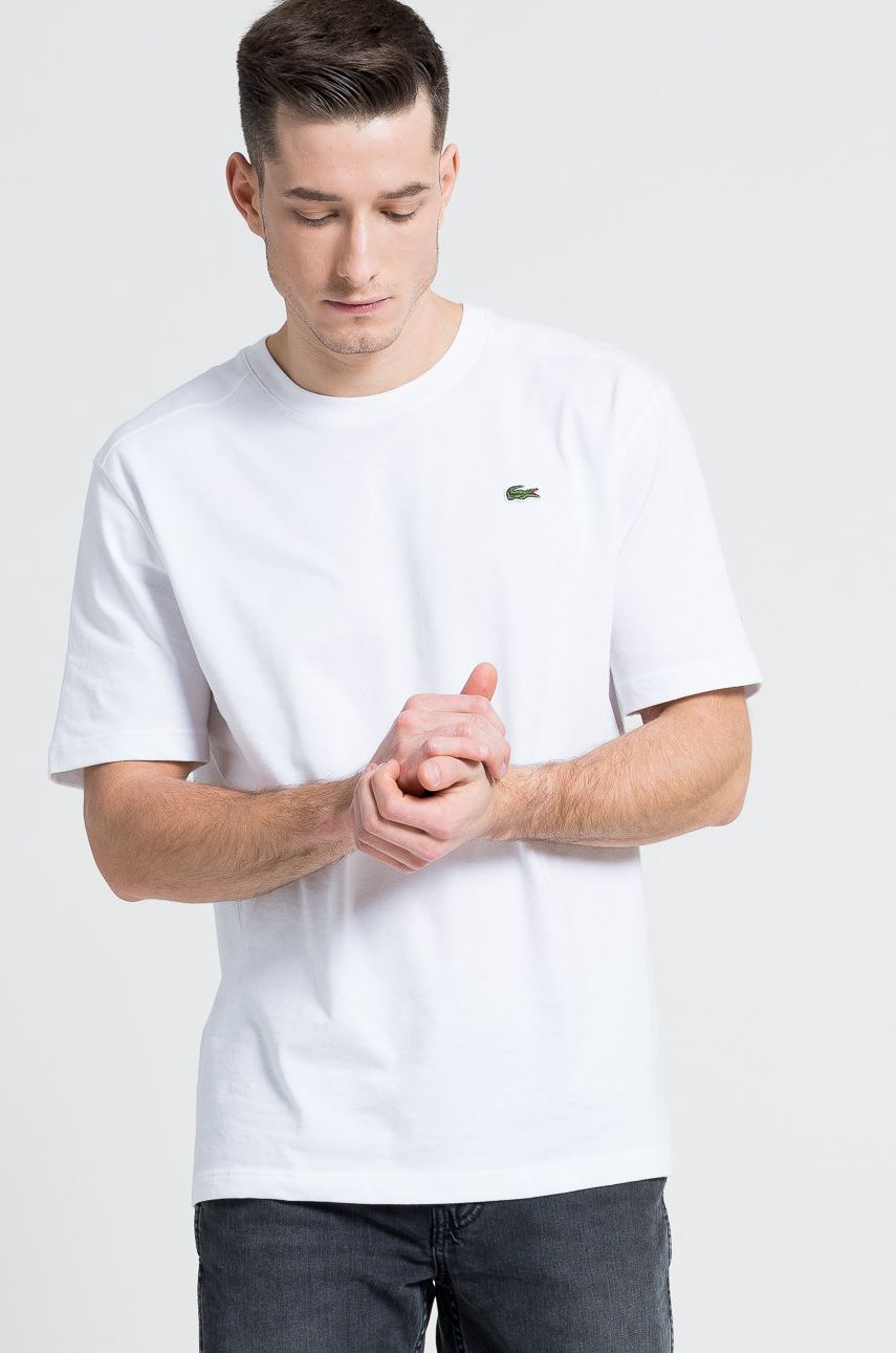 Lacoste T-shirt kolor biały gładki