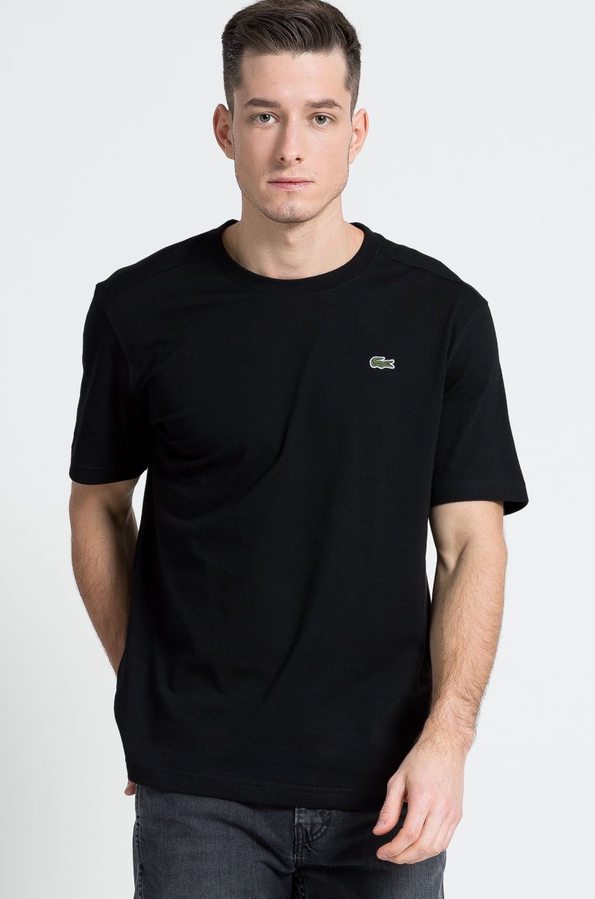 Lacoste tricou culoarea negru, material uni TH7618-001