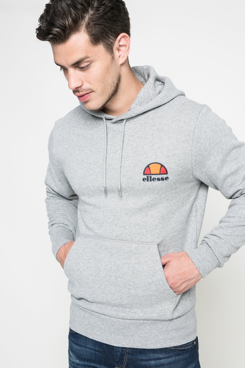 Levně Mikina Ellesse pánská, šedá barva, s kapucí, s potiskem, shs02216-athlGREY