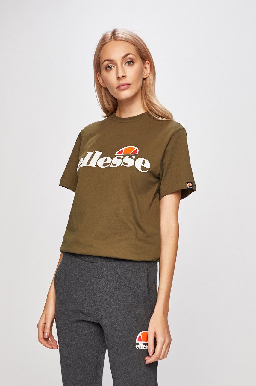 Bavlněné tričko Ellesse Albany Tee zelená barva, SGS03237