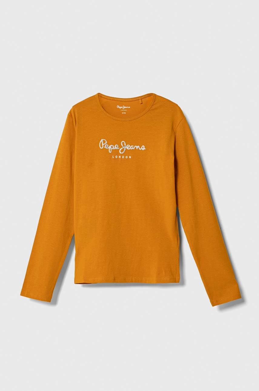 Pepe Jeans bluza copii Hana culoarea portocaliu, cu imprimeu